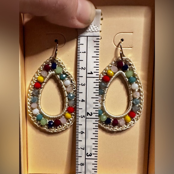C&C California Rainbow Beaded Teardrop Weaved Earrings Brand New #13 - Picture 5 of 5